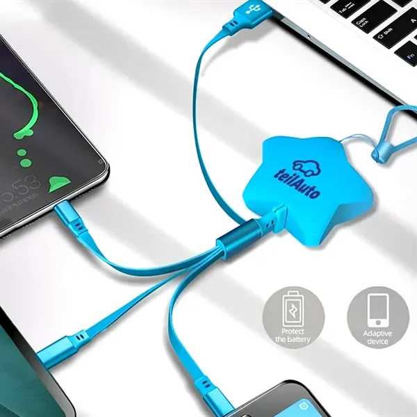 Start Shaped 3-in-1 Retractable Charging Cable... from ASI 31517 Admart Products / Admart Line