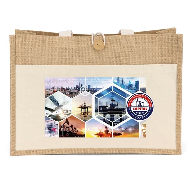 Cotton/Jute Tote with 10 oz. cotton front pocket and 1 1/4"... from ASI 37940 Bag Makers Inc