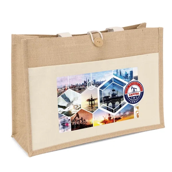 Cotton/Jute Tote with 10 oz. cotton front pocket and 1 1/4"... from ASI 37940 Bag Makers Inc