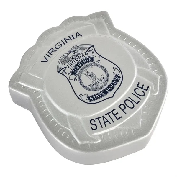 2.75" x 3.25" badge shaped stress reliever made of polyurethane foam.... from ASI 34415 Alpi International LTD