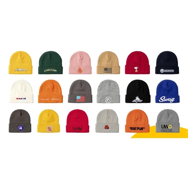 Heathered acrylic beanie with low-profile knit, ribbed cuff, and direct embroidery.... from ASI 72657 Active Life Promo / Active Life Action Sports
