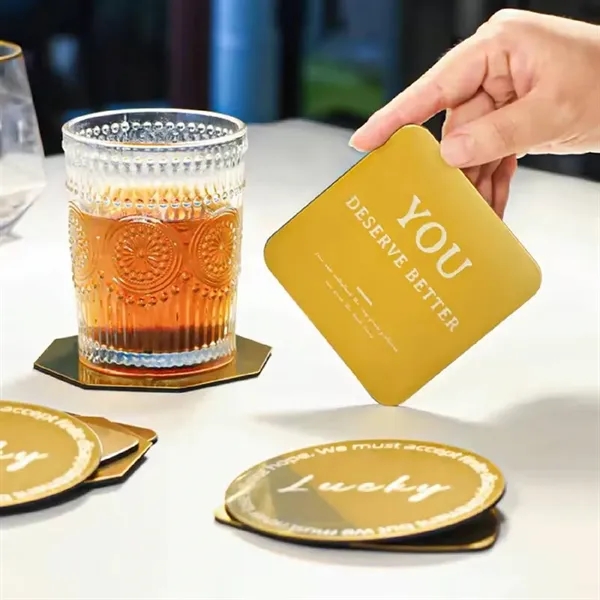 Gold stainless steel with EVA base coaster plus laser engraving on... from ASI 37218 Athena Promo (tm)