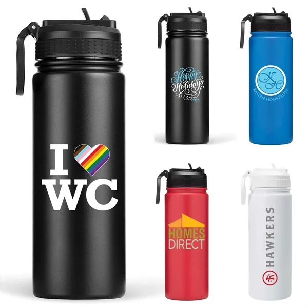 18 ounce stainless steel double-wall vacuum insulated water bottle with pull-up... from ASI 39820 Opusline (Benmex) / Opus Line