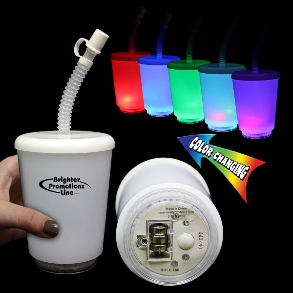 12 oz. plastic cup with lid, straw and light up LED... from ASI 42016 Brighter Promotions Inc / Chemical Light™