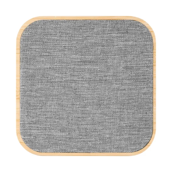 Wireless charger made of bamboo and recycled PET fabric.... from ASI 61125 Hit Promotional Products / Hit®