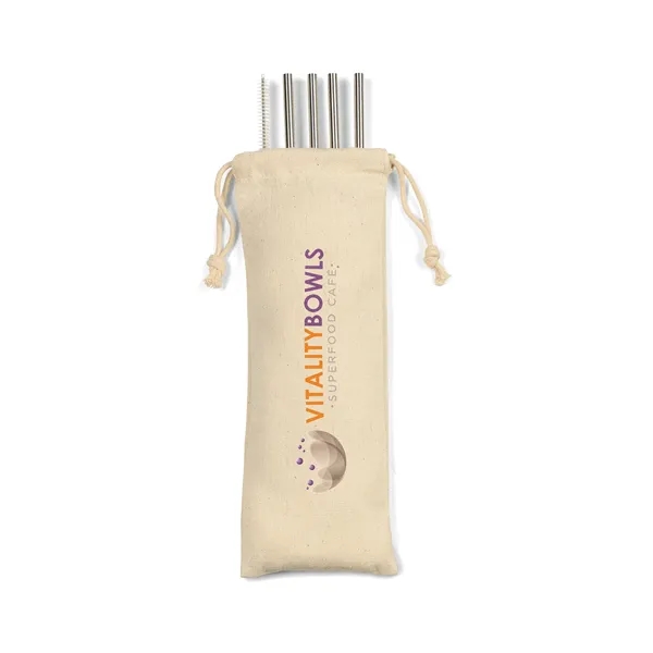 Four pack of stainless steel straws in a reusable cotton travel... from ASI 56070 Gemline / Gemline®