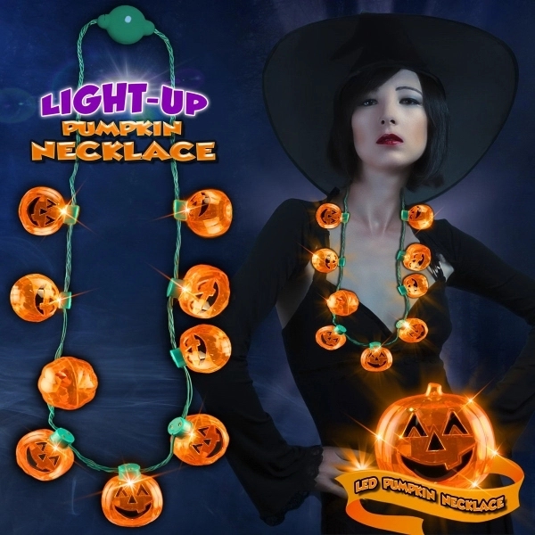 LED lighted pumpkin necklace with 6 different light settings... from ASI 42016 Brighter Promotions Inc