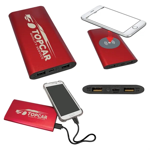 8000MAH Power Bank & Wireless Anodized Aluminum Charger with USB-C Cord... from ASI 72657 Active Life Promo / Active Life Promo