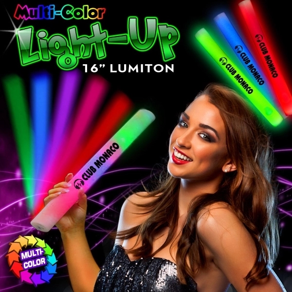 16" plastic Lumiton foam batons with LED light up action and... from ASI 42016 Brighter Promotions Inc