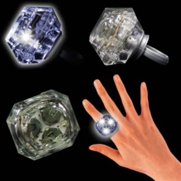 1 3/8" LED light-up diamond ring with three light settings and... from ASI 42016 Brighter Promotions Inc