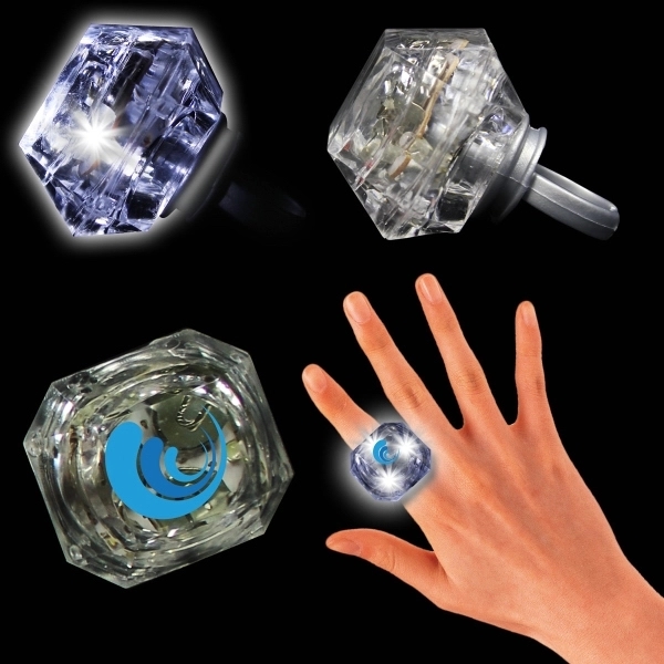 1 3/8" LED light-up diamond ring with three light settings and... from ASI 42016 Brighter Promotions Inc