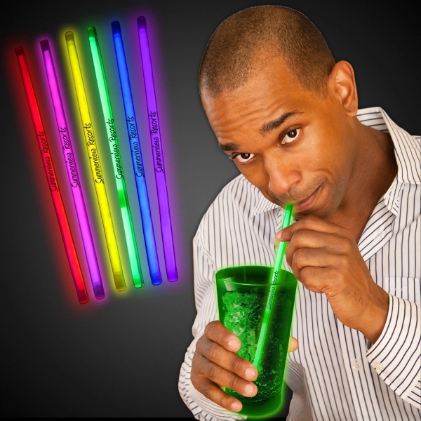 9" glowing drink straw made of plastic, offered in an assortment... from ASI 42016 Brighter Promotions Inc