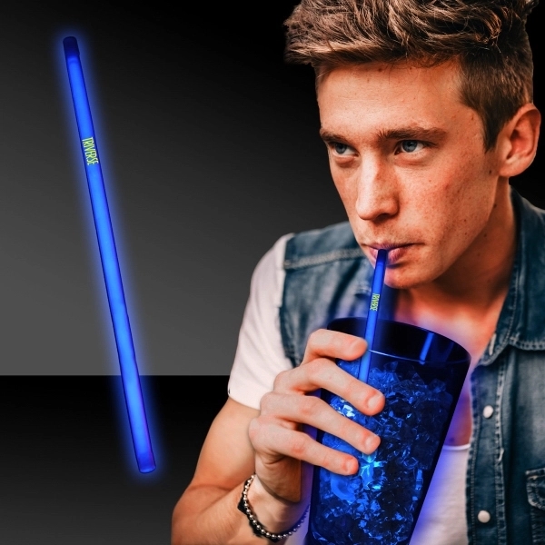 9" glowing drink straw made of plastic, offered in an assortment... from ASI 42016 Brighter Promotions Inc