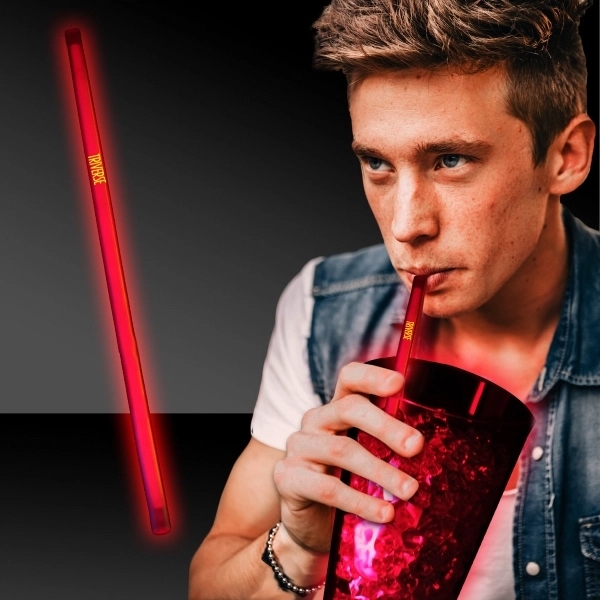 9" glowing drink straw made of plastic, offered in an assortment... from ASI 42016 Brighter Promotions Inc