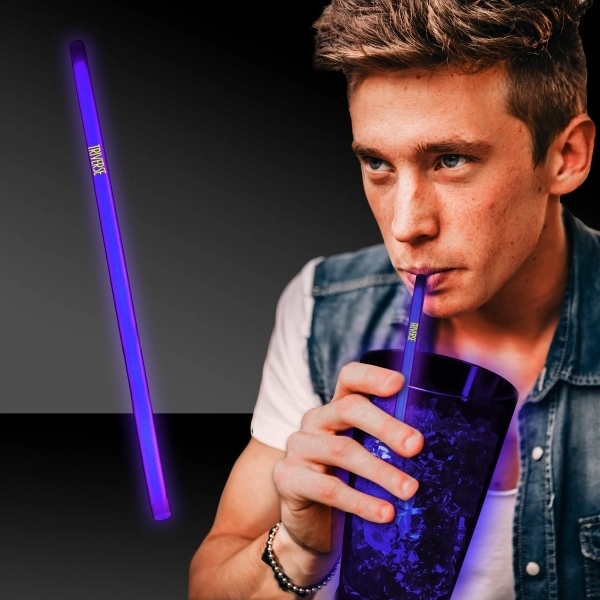 9" glowing drink straw made of plastic, offered in an assortment... from ASI 42016 Brighter Promotions Inc