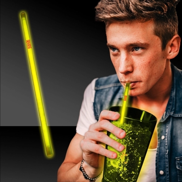 9" glowing drink straw made of plastic, offered in an assortment... from ASI 42016 Brighter Promotions Inc
