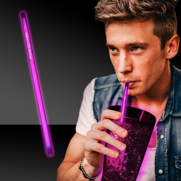 9" glowing drink straw made of plastic, offered in an assortment... from ASI 42016 Brighter Promotions Inc