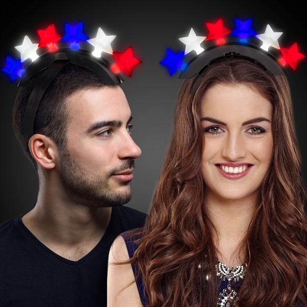 Patriotic stars headband with LED lights that have 6 different modes.... from ASI 42016 Brighter Promotions Inc / Chemical Light™ Liquid Light