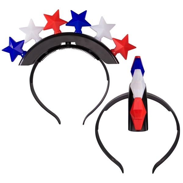 Patriotic stars headband with LED lights that have 6 different modes.... from ASI 42016 Brighter Promotions Inc / Chemical Light™ Liquid Light