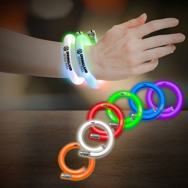 11" plastic coil tube bracelets with flashing LED lights; available in... from ASI 42016 Brighter Promotions Inc