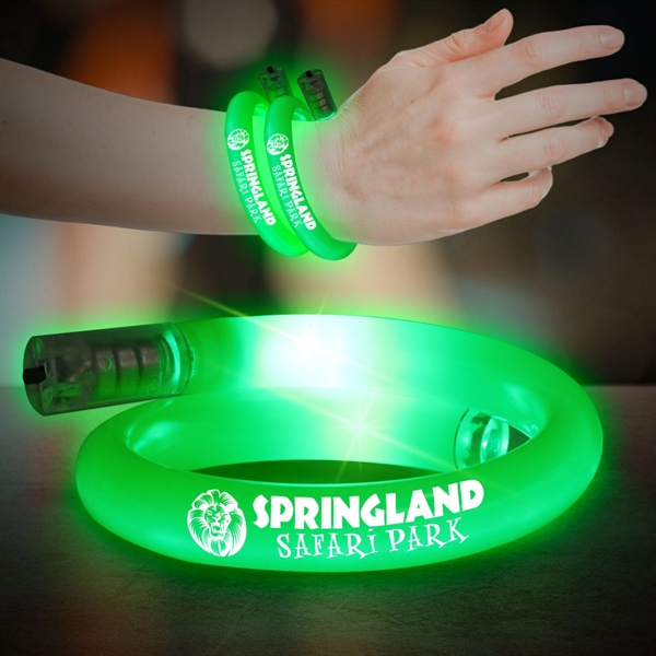 11" plastic coil tube bracelets with flashing LED lights; available in... from ASI 42016 Brighter Promotions Inc