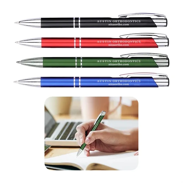 Executive pen with plunger style design and silver accents.... from ASI 52710 Lincoln Line