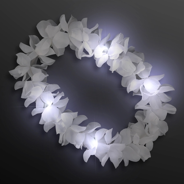 White Hawaiian Flower Light Up Lei; Blank Pricing... from ASI 34194 ALightPromos