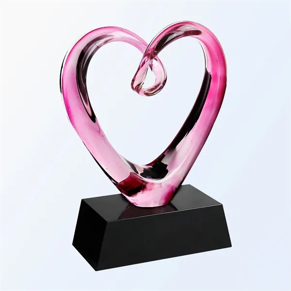 Pink Heart Glass Award with Black Base... from ASI 31517 Admart Products / Admart Line