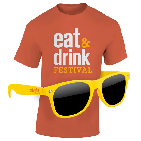 FULL-COLOR print on dark 100% ringspun cotton t-shirt with 1-color temple... from ASI 57371 Eyevertising