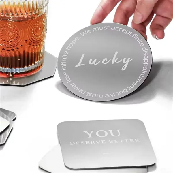 Silver stainless steel with EVA base coaster plus laser engraving on... from ASI 37218 Athena Promo (tm)