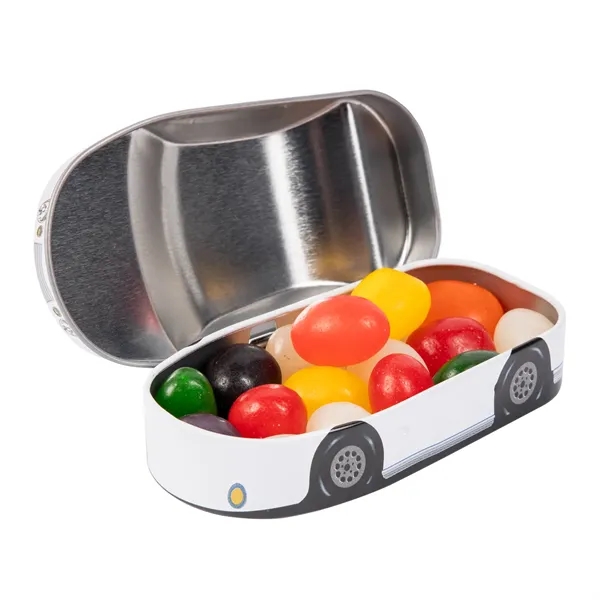White sedan car tin with assorted jelly beans.... from ASI 44900 NC Custom (CI/Lanco) / Chocolate Inn