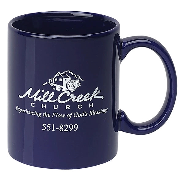 11 ounce colored ceramic mug with C-shaped handle in assorted colors.... from ASI 39820 Opusline (Benmex) / Opus Line