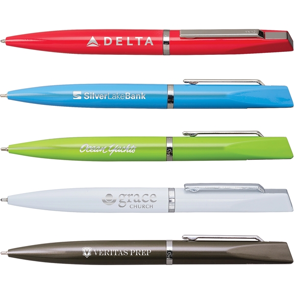 Twist-action metal executive pen with colorful barrel, silver accents, engraving and... from ASI 61966 HPG / Hub Pen