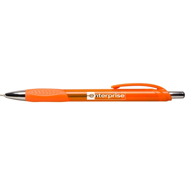 A sleek, modern style plastic ballpoint pen in vibrant brights, rubber... from ASI 61966 HPG / Hub Pen
