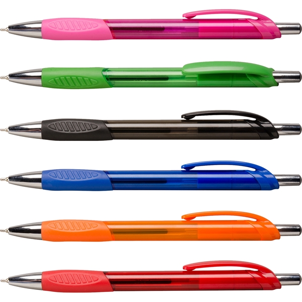A sleek, modern style plastic ballpoint pen in vibrant brights, rubber... from ASI 61966 HPG / Hub Pen