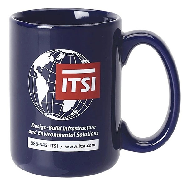 15 oz. ceramic mug with C-shaped handle and silkscreen imprint.... from ASI 39820 Opusline (Benmex) / Opus Line