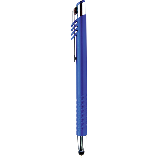 Plastic ballpoint pen with handy stylus tip and unique Clip activated... from ASI 61966 HPG / Hub Pen