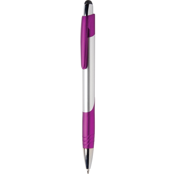 Fiji Chrome Stylus Pen has brushed silver barrels,chrome & jewel tone... from ASI 61966 HPG / Hub Pen