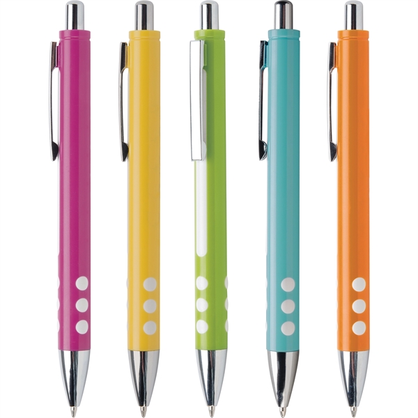 Hulo features Chrome Trim, Raised white dot grip, strong click-action retraction... from ASI 61966 HPG / Hub Pen