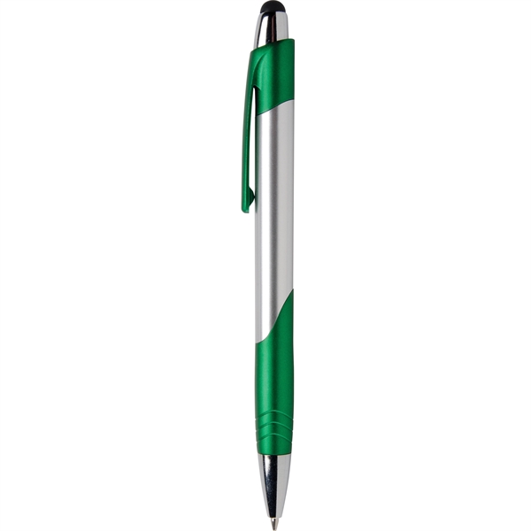 Fiji Chrome Stylus Pen has brushed silver barrels,chrome & jewel tone... from ASI 61966 HPG / Hub Pen