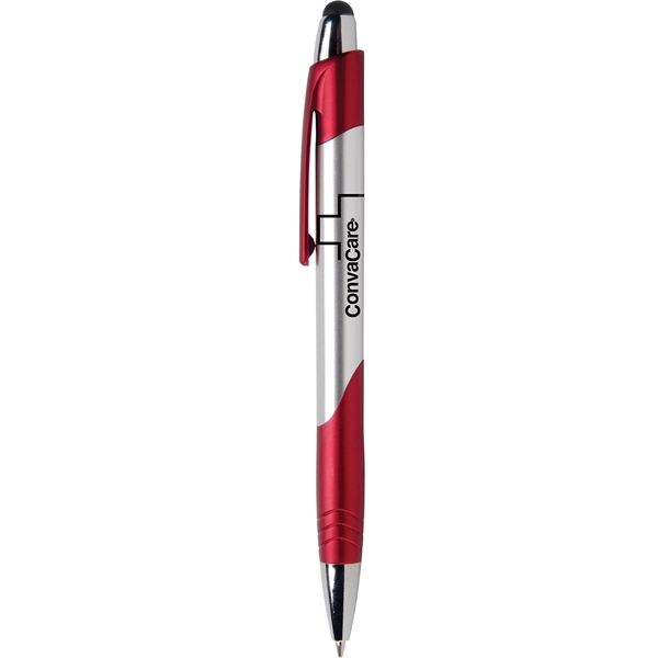 Fiji Chrome Stylus Pen has brushed silver barrels,chrome & jewel tone... from ASI 61966 HPG / Hub Pen