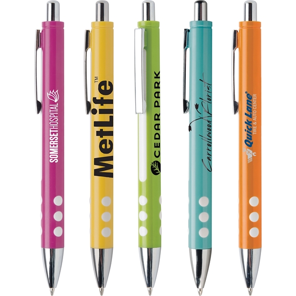 Hulo features Chrome Trim, Raised white dot grip, strong click-action retraction... from ASI 61966 HPG / Hub Pen