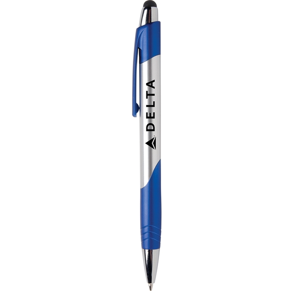 Fiji Chrome Stylus Pen has brushed silver barrels,chrome & jewel tone... from ASI 61966 HPG / Hub Pen