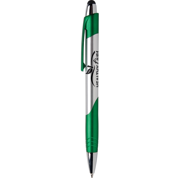Fiji Chrome Stylus Pen has brushed silver barrels,chrome & jewel tone... from ASI 61966 HPG / Hub Pen