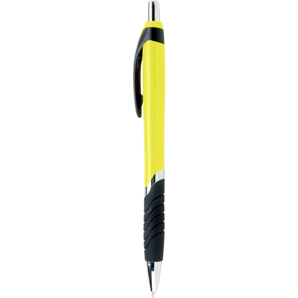 The Calypso plastic ballpoint pen features a chrome band design, contrasting... from ASI 61966 HPG / Hub Pen