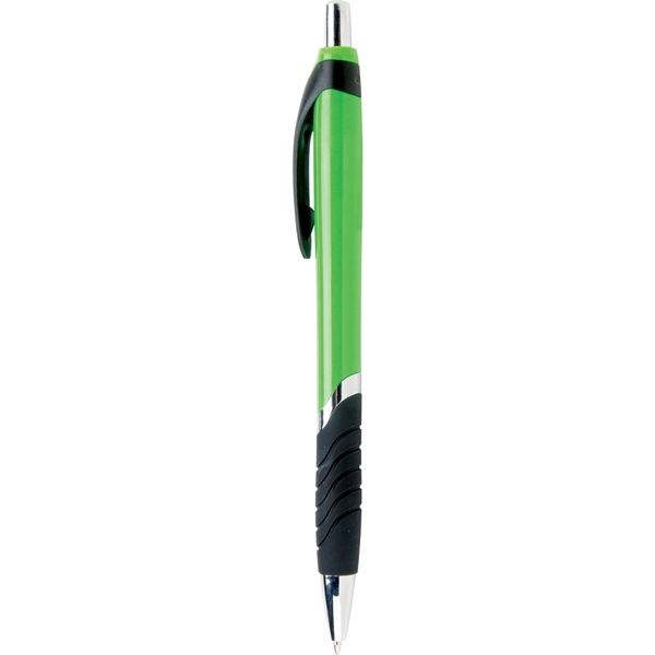 The Calypso plastic ballpoint pen features a chrome band design, contrasting... from ASI 61966 HPG / Hub Pen