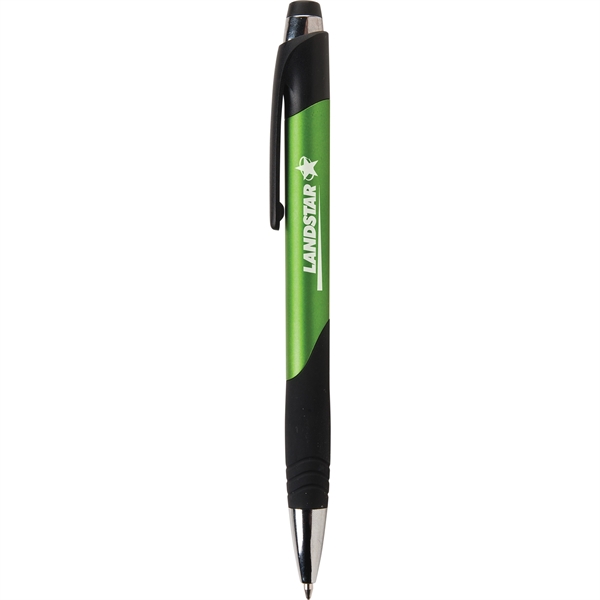 Fiji click-action plastic ballpoint features bright chrome trim, matte surface with... from ASI 61966 HPG / Hub Pen