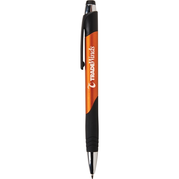 Fiji click-action plastic ballpoint features bright chrome trim, matte surface with... from ASI 61966 HPG / Hub Pen