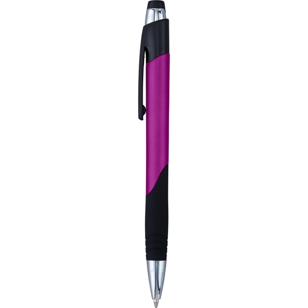 Fiji click-action plastic ballpoint features bright chrome trim, matte surface with... from ASI 61966 HPG / Hub Pen
