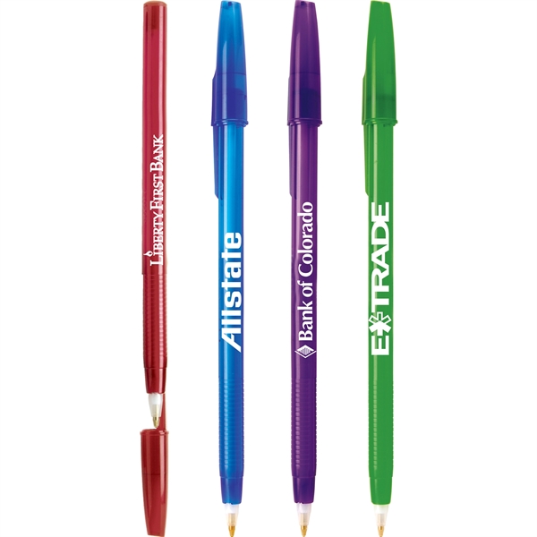 Translucent Stick plastic pen is offered in 4 stylish colors with... from ASI 61966 HPG / Hub Pen